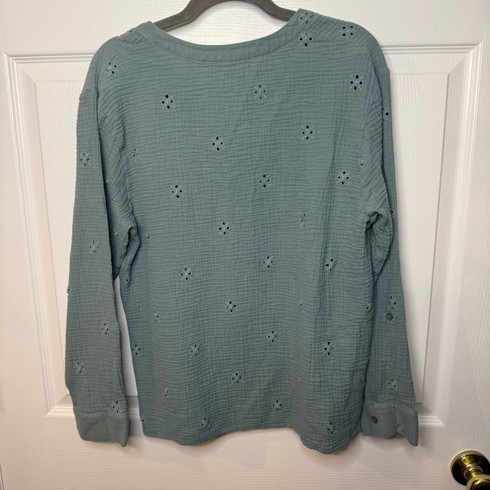 King Universal Women’s Blue Green Blouse Top 100% Cotton Size XL GUC - Picture 4 of 7